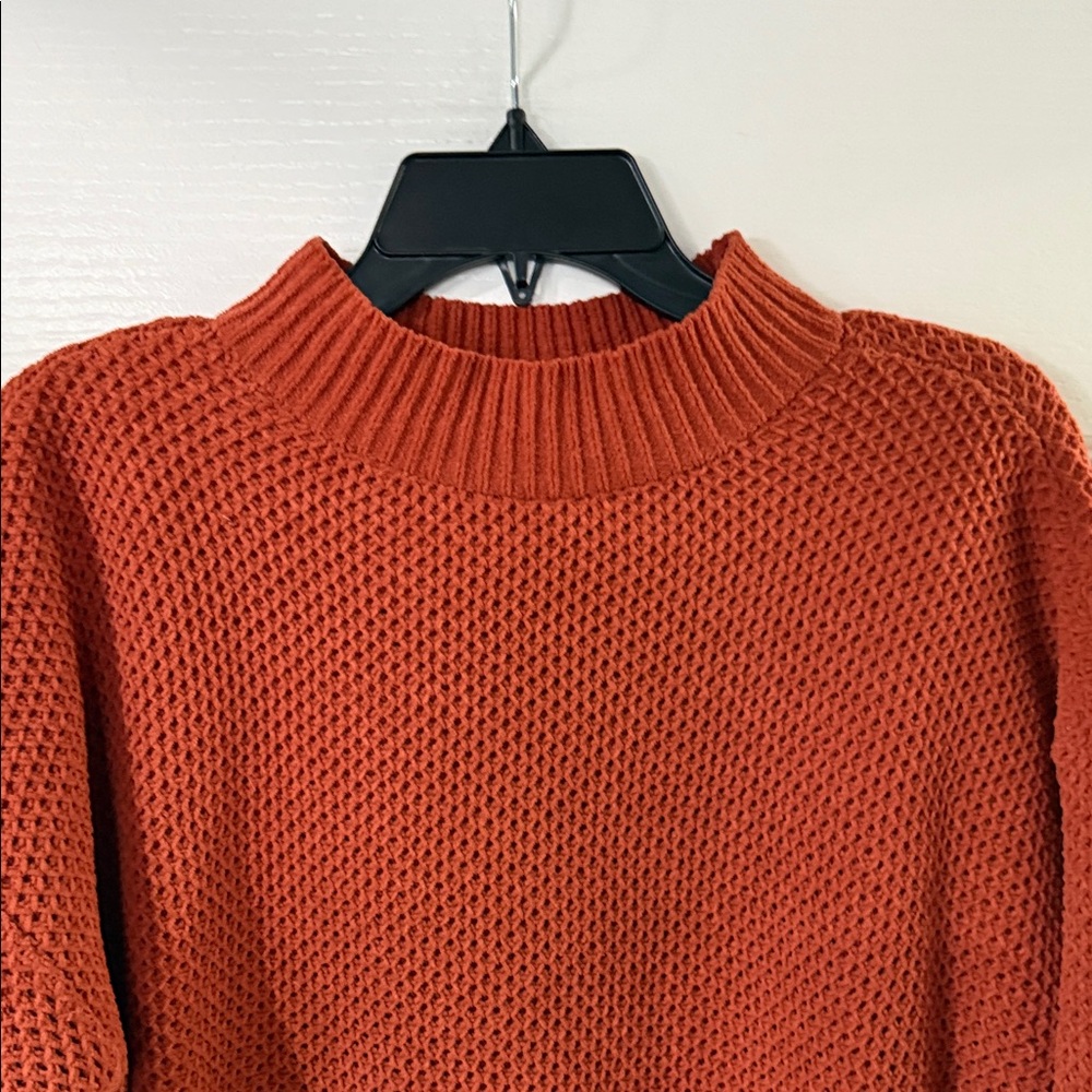 Hollister Chunky Knit Mock Neck Sweater Orange Size Medium - Picture 2 of 5